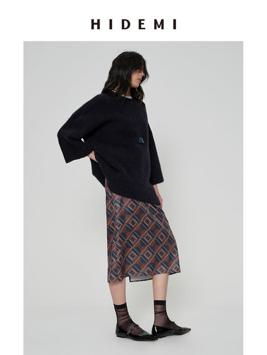 HIDEMI 经典几何印花系列极简缎面半身裙 商品图8
