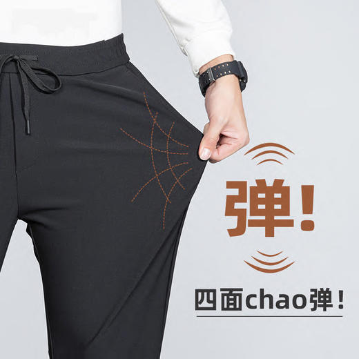 半身缘男裤 秋季松紧腰弹力免烫宽松直筒商务休闲裤339 商品图6