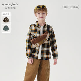 马克珍妮秋装新款 男童大口袋纯棉格子衬衫 儿童衬衣221311