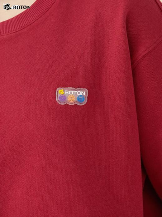 波顿夏季高端枣红色圆领t恤女短袖宽松纯色上衣简约LT282322 商品图5