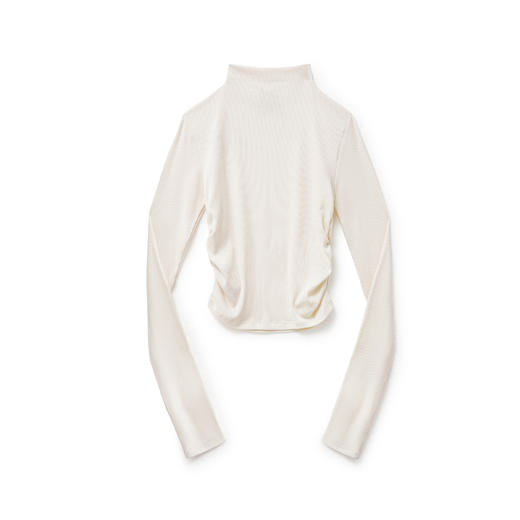 马登莫代尔半高领打底衫抽褶修身叠穿长袖T恤内搭外穿上衣秋季女 商品图4