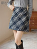 【专属特价】熙世界学院风复古格纹毛呢半身裙2025秋冬新款高腰a字包臀短裙 商品缩略图0