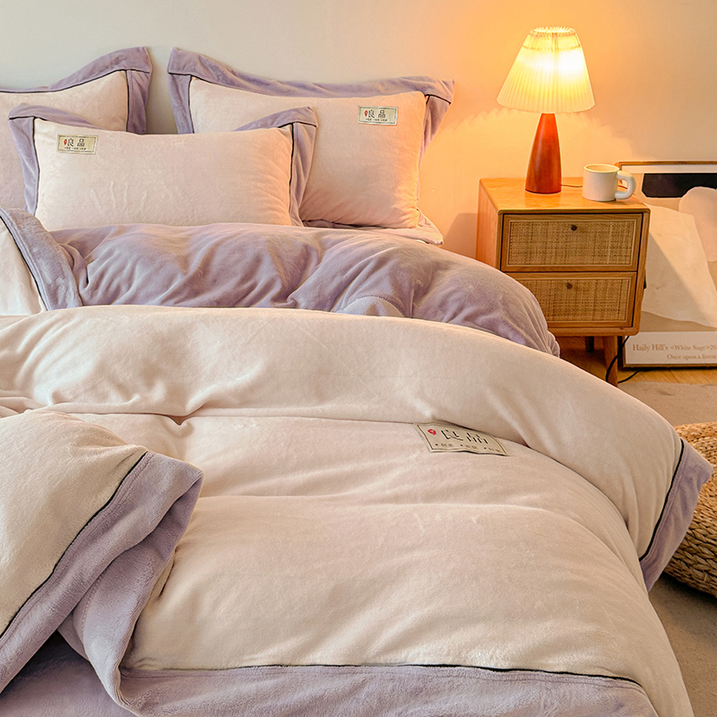 自然醒高端A类良品纯色双拼牛奶绒冬季被套2米x2米3单件加绒珊瑚绒被罩QJ