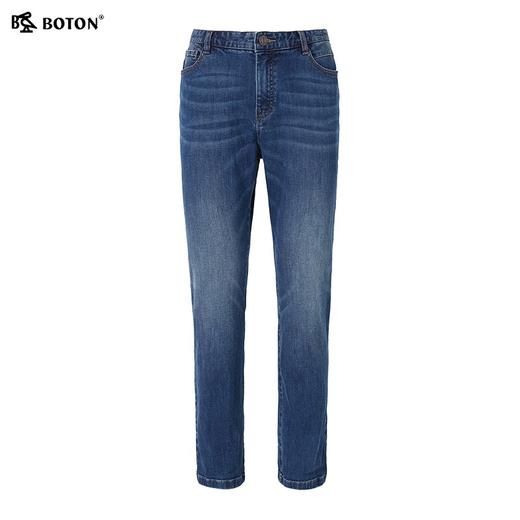 波顿中蓝色牛仔裤男直筒宽松潮牌经典百搭弹力长裤子ME778321 商品图5