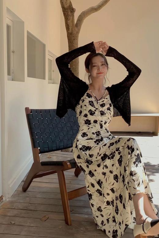 SIA SAYLOR 艺术花朵印花吊带连衣裙 18827 商品图0