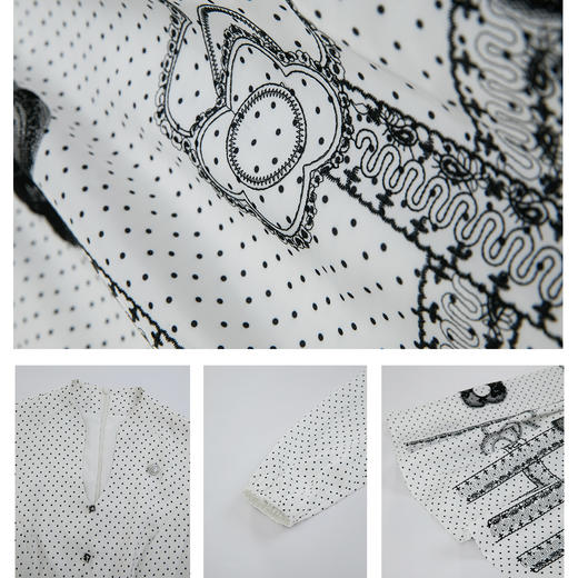 司歌波点刺绣黑白连衣裙A901082X 商品图4