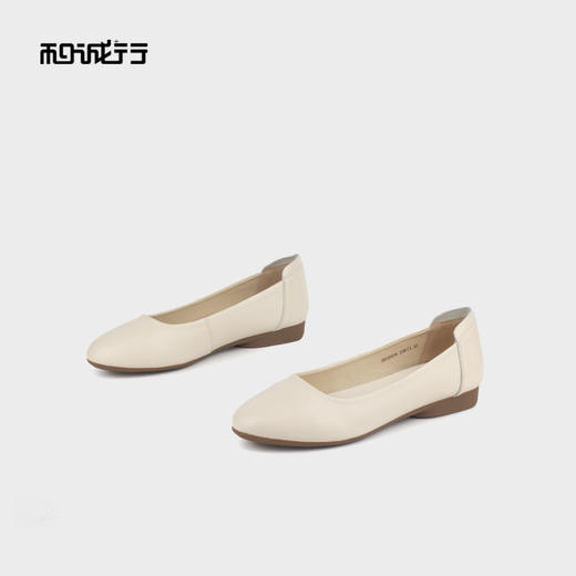 和诚行 2024秋冬新款休闲百搭女鞋一脚蹬舒适羊皮低跟单鞋0010839 商品图2