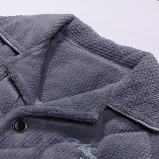 都市丽人都市锋尚睡衣夹棉系列长袖法兰绒烂花夹棉加厚男士加夹棉套装FHT1D7 商品图4