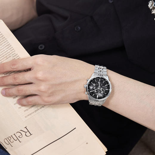 西铁城/CITIZEN光动能正品钢带商务经典三眼计时手表男表AT2570-56E 商品图5