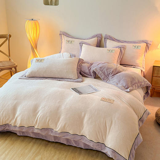 自然醒高端A类良品纯色双拼牛奶绒冬季被套2米x2米3单件加绒珊瑚绒被罩QJ 商品图3