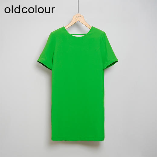 oldcolour夏款绿色清新宽松简约舒适短袖连衣裙O21101168 商品图0