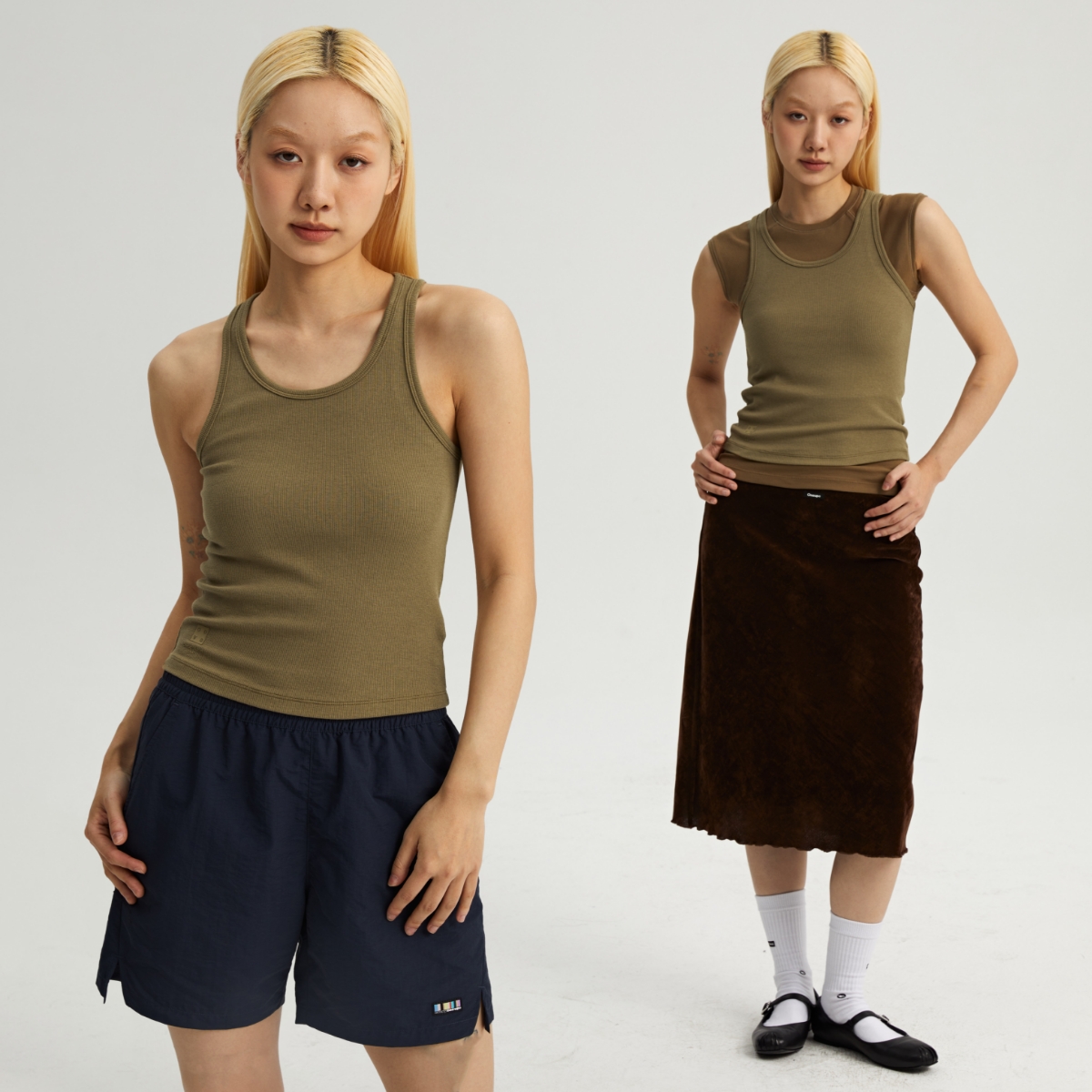 oneup罗纹弹力背心