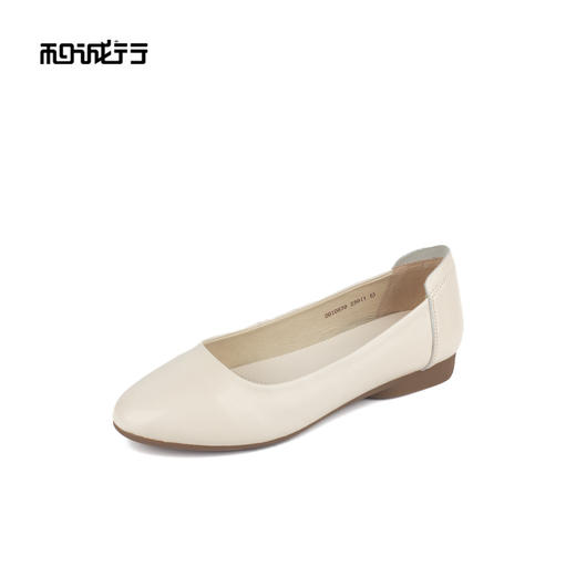 和诚行 2024秋冬新款休闲百搭女鞋一脚蹬舒适羊皮低跟单鞋0010839 商品图1