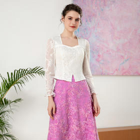 司歌蕾丝收身长袖优雅气质上衣T901168X