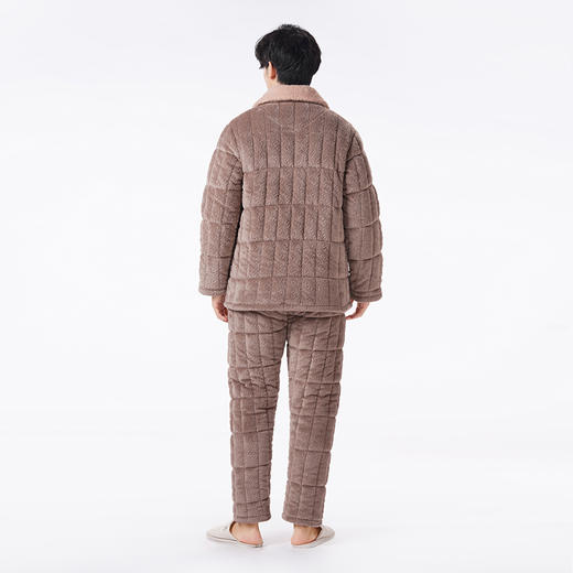 都市丽人都市锋尚睡衣夹棉系列长袖法兰绒烂花夹棉加厚男士加夹棉套装FHT1E6 商品图3