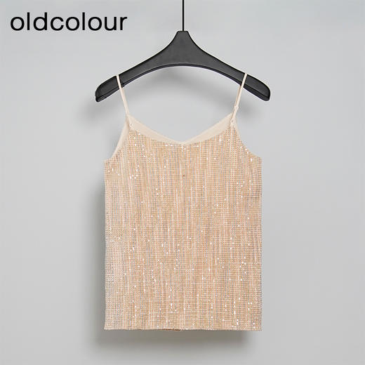 oldcolour亮片设计感气质V领内搭吊带背心女N30008011 商品图1