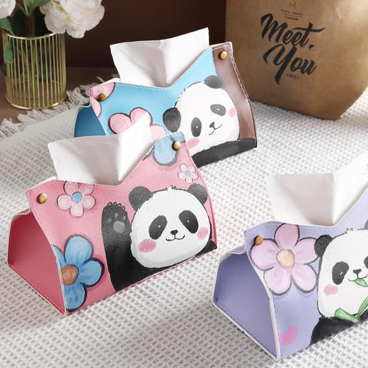 「9.9包邮！数款可选」国宝熊猫花花酱卡通可爱纸巾盒 布艺居家日用抽纸盒客厅桌面纸巾收纳整理袋 商品图1