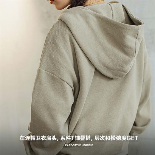 马登披肩式连帽卫衣女秋假两件叠穿慵懒风休闲上衣百搭宽松长袖外套 商品图3