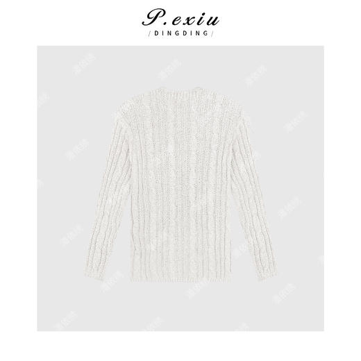 03-5潘依绣丁丁宠粉PanYiXiu/潘依绣温柔慵懒风麻花圆领套头针织毛衣 L2381 商品图2