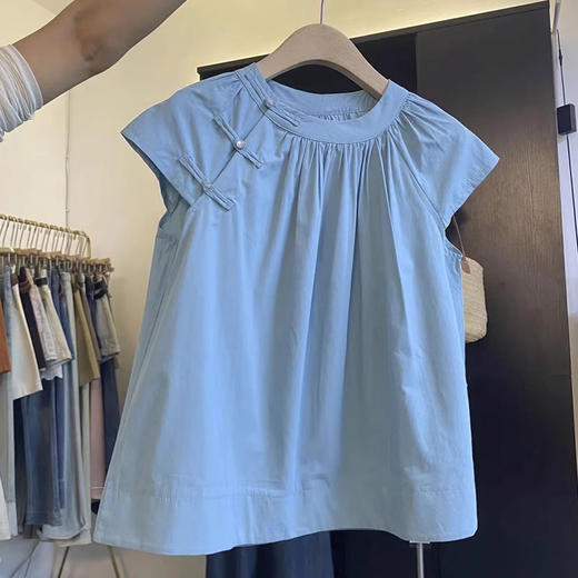 裁缝学苑AQ356新中式国风盘扣短袖衬衫纸样女装飞飞袖褶皱上衣样板 商品图5