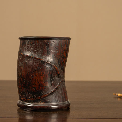 清 观音竹笔筒（红木口底） 商品图0