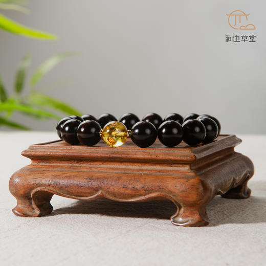 花珀顶珠清代檀香紫檀家具老料制手串直径1.2cm 商品图2