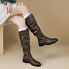 西遇褶皱堆堆靴女新款秋冬高级感黑色高筒长靴不过膝长筒靴D3547669 商品缩略图2