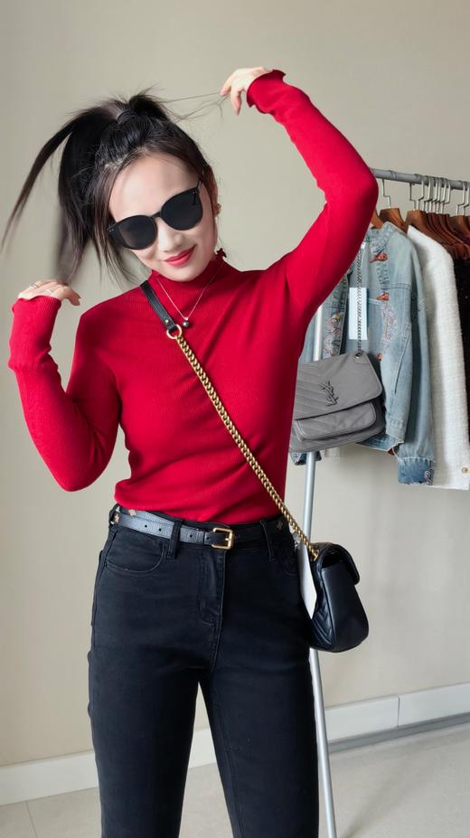 荷叶花边超细羊毛显瘦打底衫毛衫 商品图4