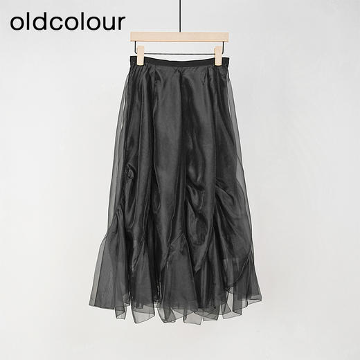 oldcolour黑色网纱气质时尚蓬蓬中长款半身裙女O23063372 商品图1