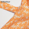 oldcolour夏款橘色时尚气质高腰V领碎花长款短袖连衣裙O22101271 商品缩略图3
