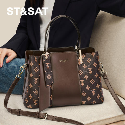 星期六英伦复古老花大容量手提包SSC521A05E 商品图1