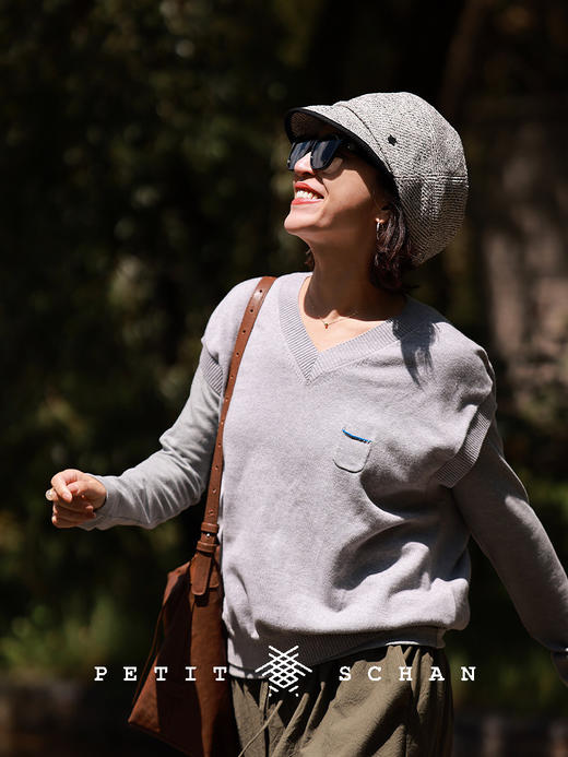 PETIT SCHAN小闪 CLO#592 Long termism 长期主义 羊绒棉V领针织背心 商品图0