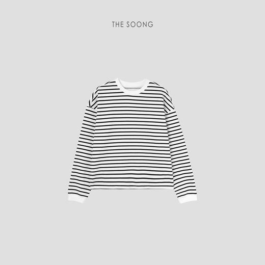 THESOONG"巴里美学"氨棉混纺320克32支舒适透气圆领条纹上衣HZWY5285 商品图2