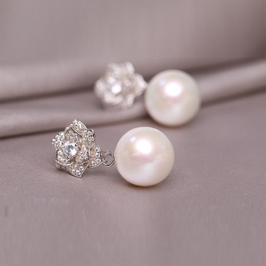 美裕 925银淡水珍珠耳钉12-13mm 108499W 商品图1
