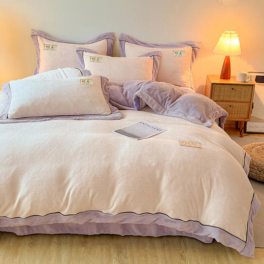 自然醒高端A类良品纯色双拼牛奶绒冬季被套2米x2米3单件加绒珊瑚绒被罩QJ 商品图2