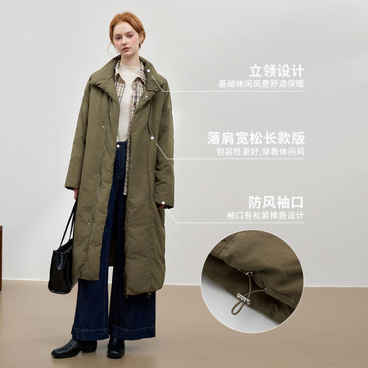 设计感立领蓬松保暖长款羽绒服女秋冬保暖面包服外套V0043046 商品图1