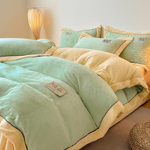 自然醒A类良品纯色双拼牛奶绒四件套秋冬季新款珊瑚绒法兰绒被套宿舍单人三件套QJ 商品图6