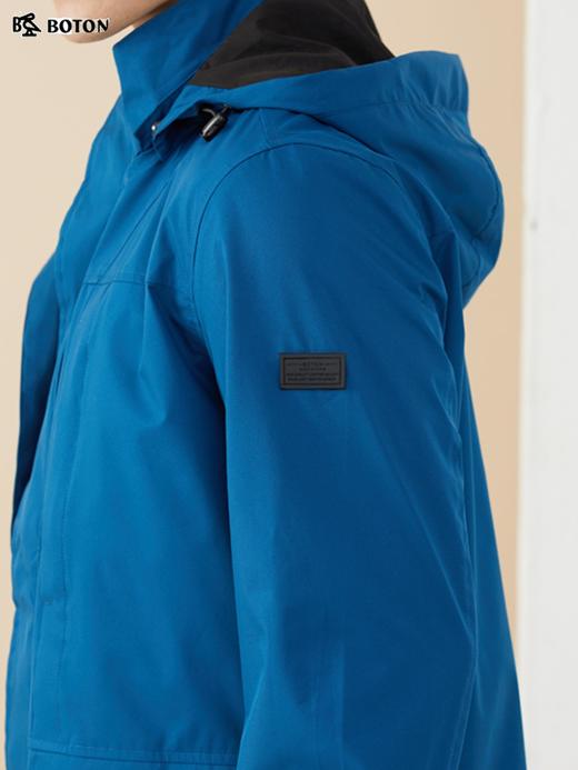 波顿秋季风衣中长款高端墨蓝色男士防水夹克外套立领连帽MJ952322 商品图4