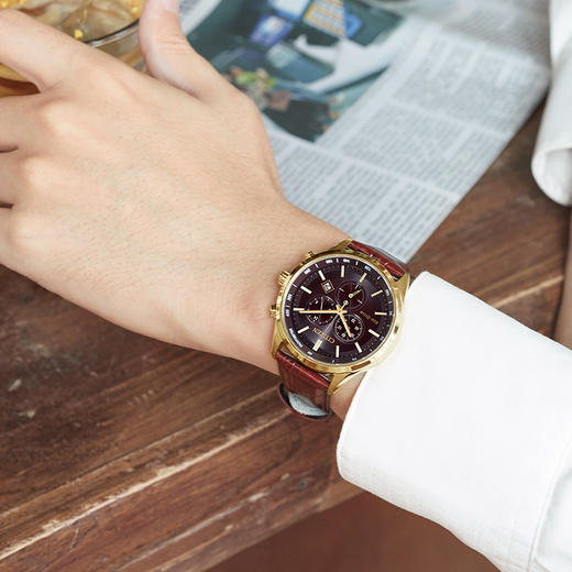 西铁城/CITIZEN光动能正品皮带商务经典三眼计时男表AT2573-07X 商品图5