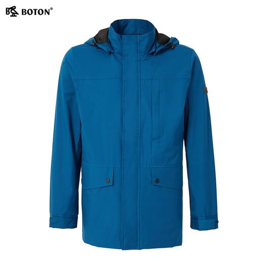 波顿秋季风衣中长款高端墨蓝色男士防水夹克外套立领连帽MJ952322 商品图5