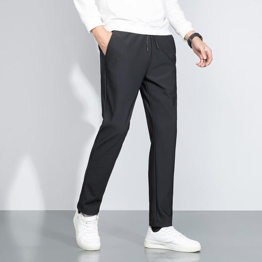 半身缘男裤 秋季松紧腰弹力免烫宽松直筒商务休闲裤339 商品图0