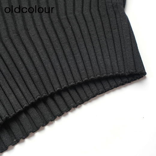 oldcolour春秋款黑色圆领短款长袖针织套头衫女O12052259 商品图3