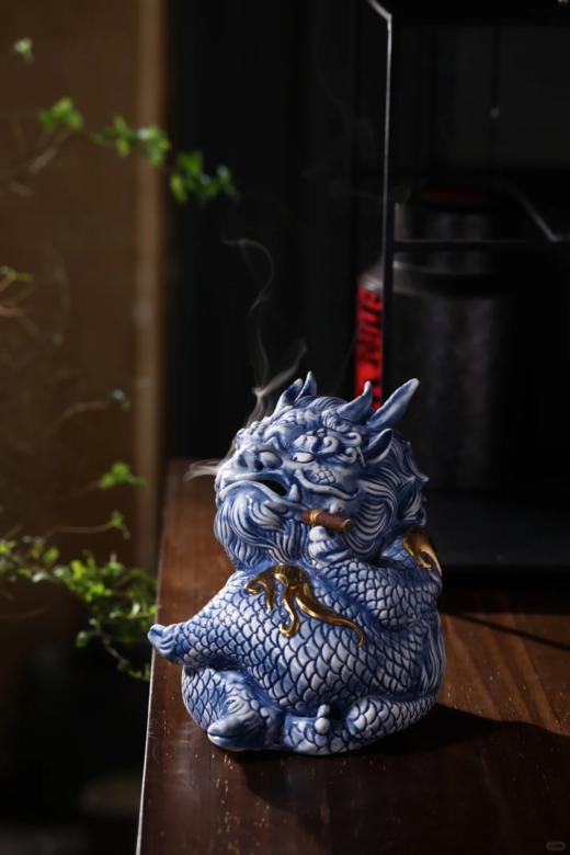 雪茄麒麟香炉-景德蓝【描金版高18 宽13】 商品图2