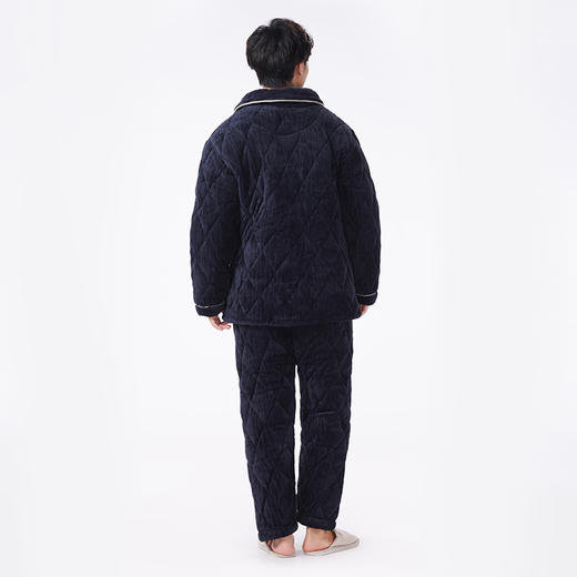 都市丽人都市锋尚睡衣夹棉系列长袖长毛绒烂花夹棉加厚男士加夹棉套装FHT1E2 商品图3