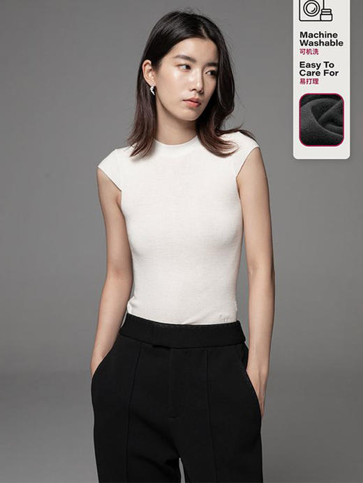 LIYIHAN 24夏秋进口美丽诺100%纯羊毛可机洗包肩袖T恤针织毛衫 商品图0