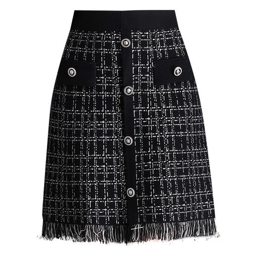 MYX-YGLR-1218-L小香风格纹短款包臀裙松紧腰针织毛线裙秋冬款显瘦半身裙一步裙 商品图4