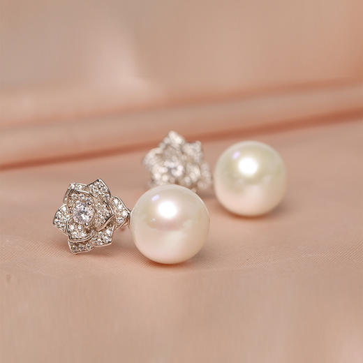 美裕 925银淡水珍珠耳钉12-13mm 108499W 商品图2