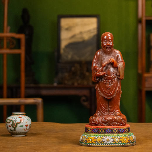 清 杜陵石蜡烛红高士人物像 商品图0