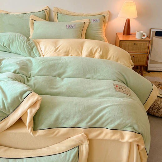 自然醒A类良品纯色双拼牛奶绒四件套秋冬季新款珊瑚绒法兰绒被套宿舍单人三件套QJ 商品图7