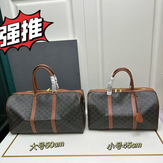 秋冬特惠💰680 赛琳CELINE 旅行袋标志印花和小牛皮大号手袋 商品图9